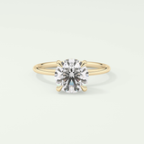 2.0 CT Round Cut Hidden Halo Lab Grown Diamond Engagement Ring