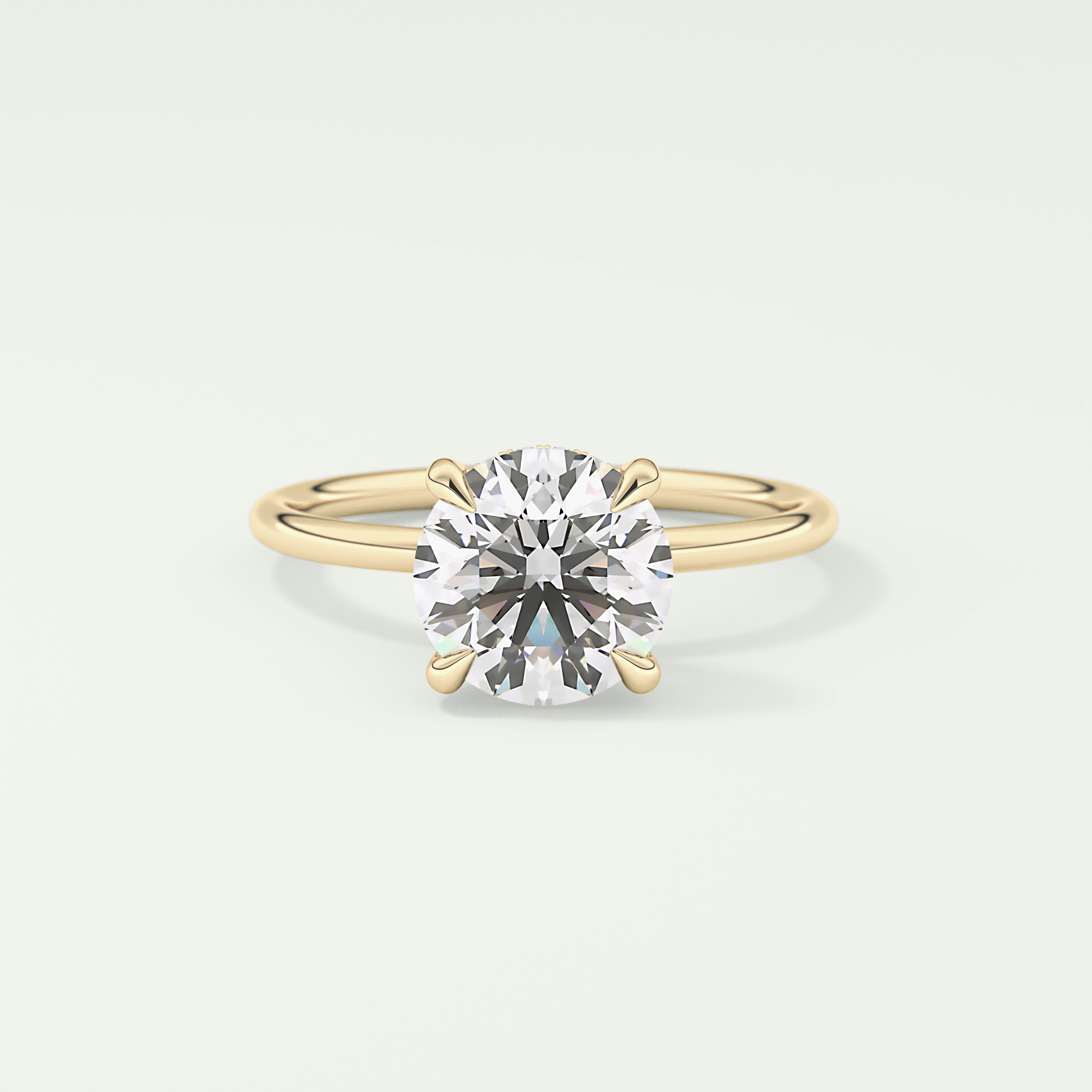 2.0 CT Round Cut Hidden Halo Lab Grown Diamond Engagement Ring