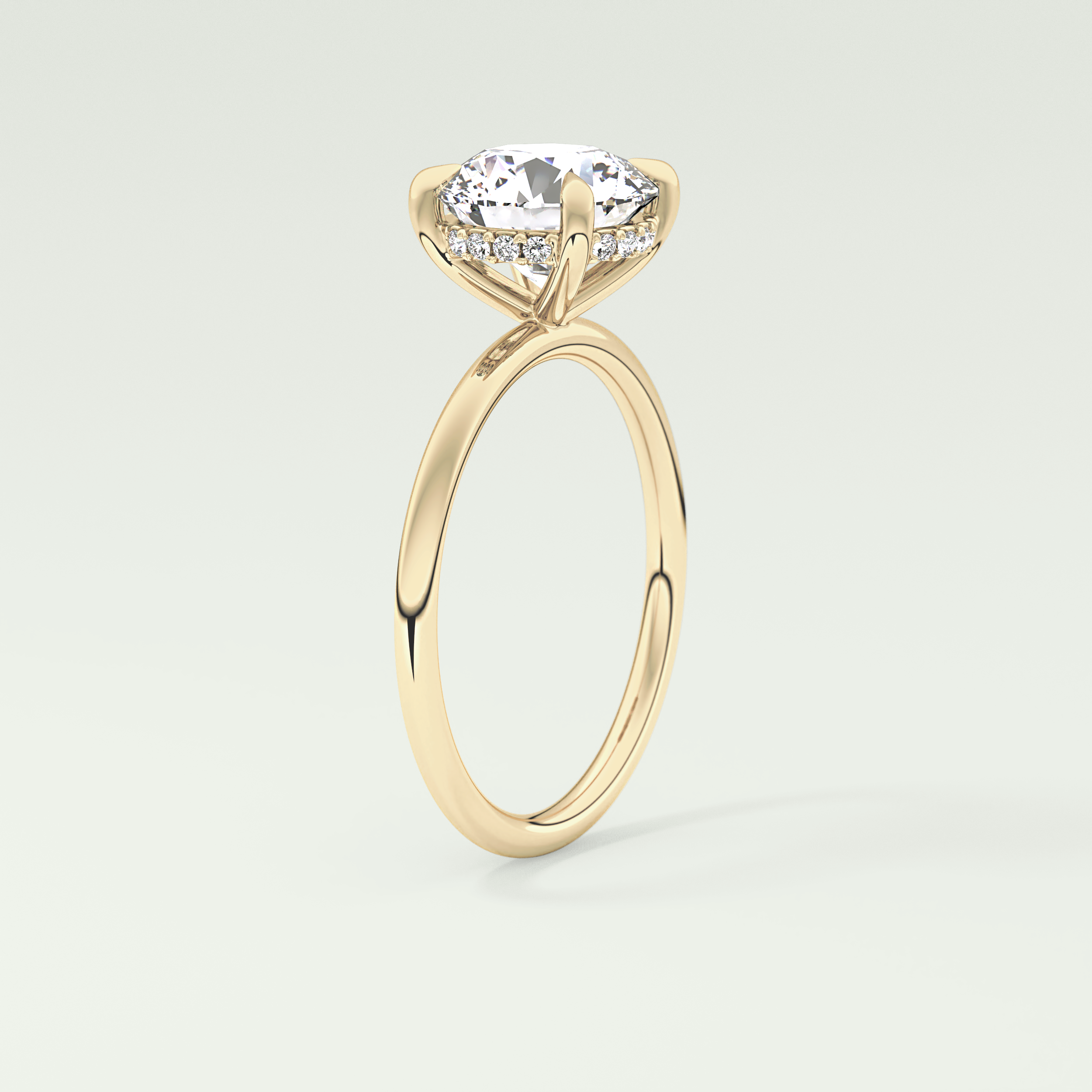 2.0 CT Round Cut Hidden Halo Lab Grown Diamond Engagement Ring