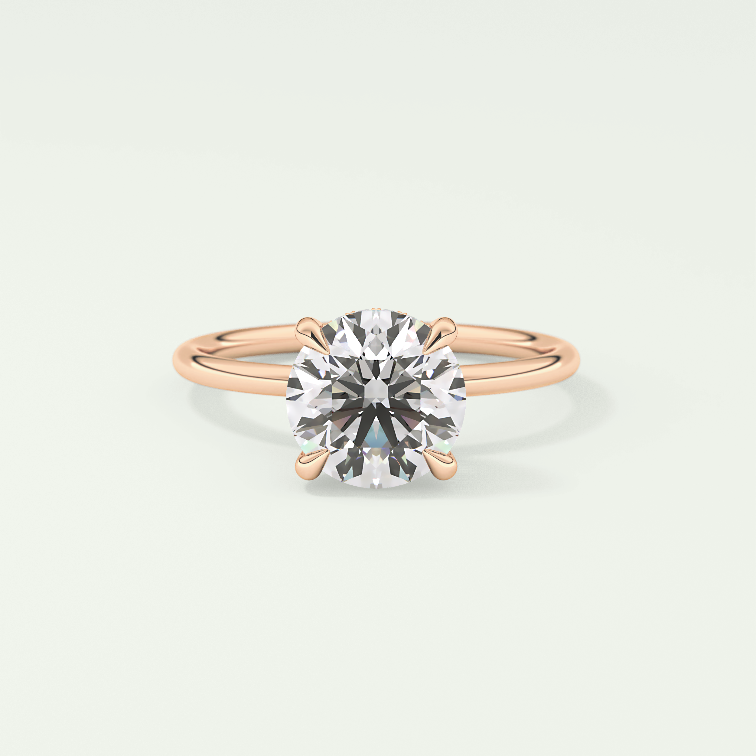 2.0 CT Round Cut Hidden Halo Lab Grown Diamond Engagement Ring