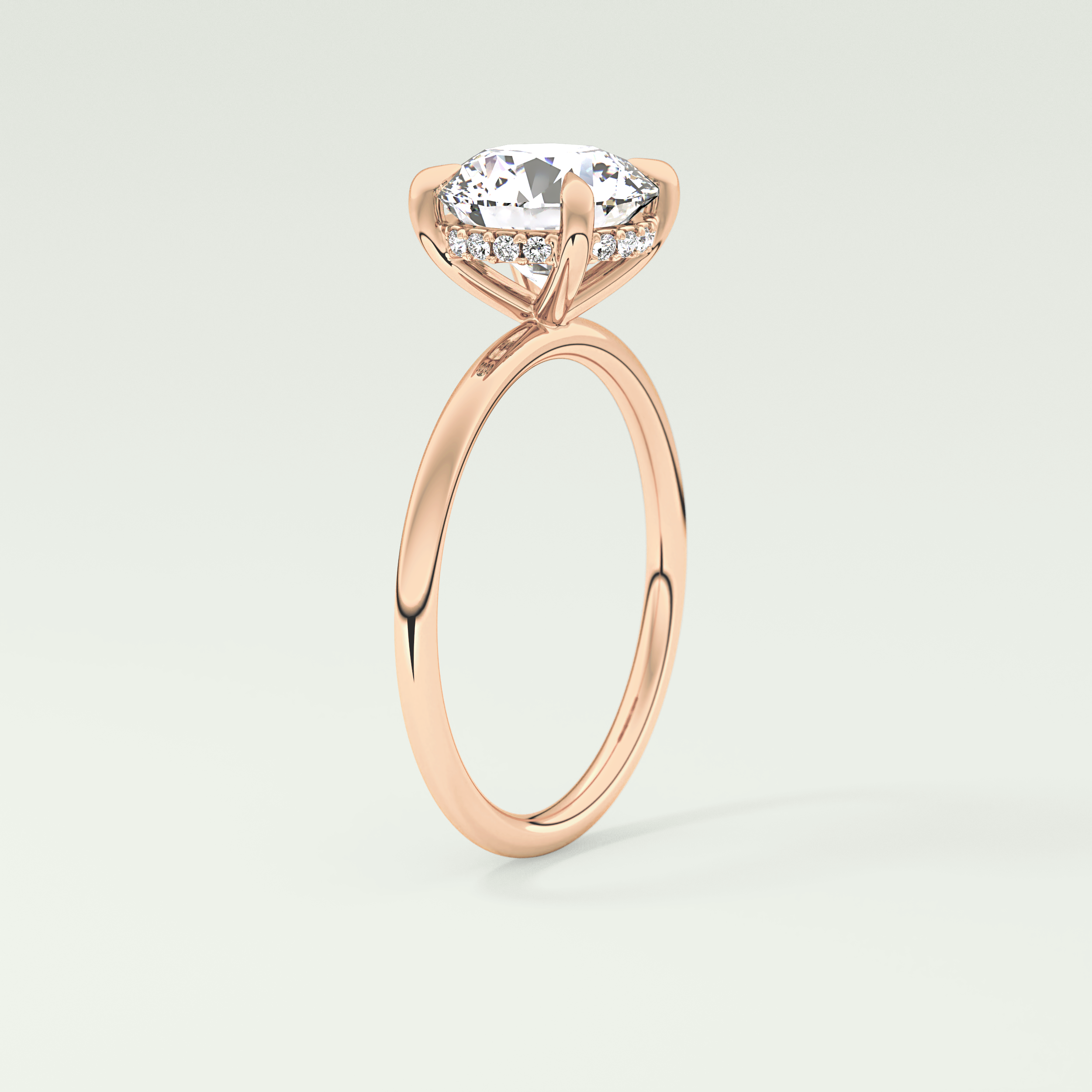 2.0 CT Round Cut Hidden Halo Lab Grown Diamond Engagement Ring