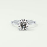 2.0 CT Round Cut Hidden Halo Lab Grown Diamond Engagement Ring