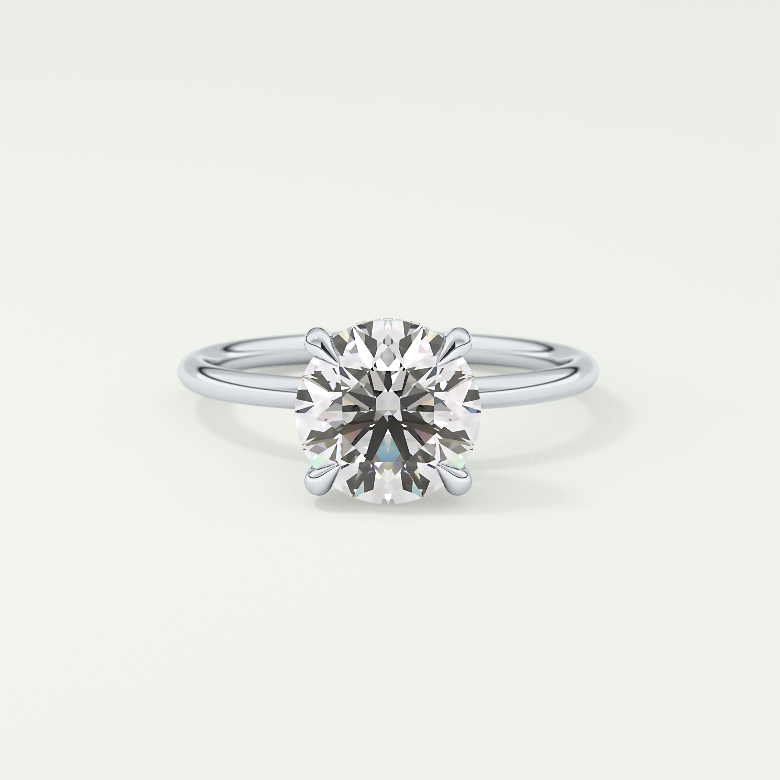 2.0 CT Round Cut Hidden Halo Lab Grown Diamond Engagement Ring