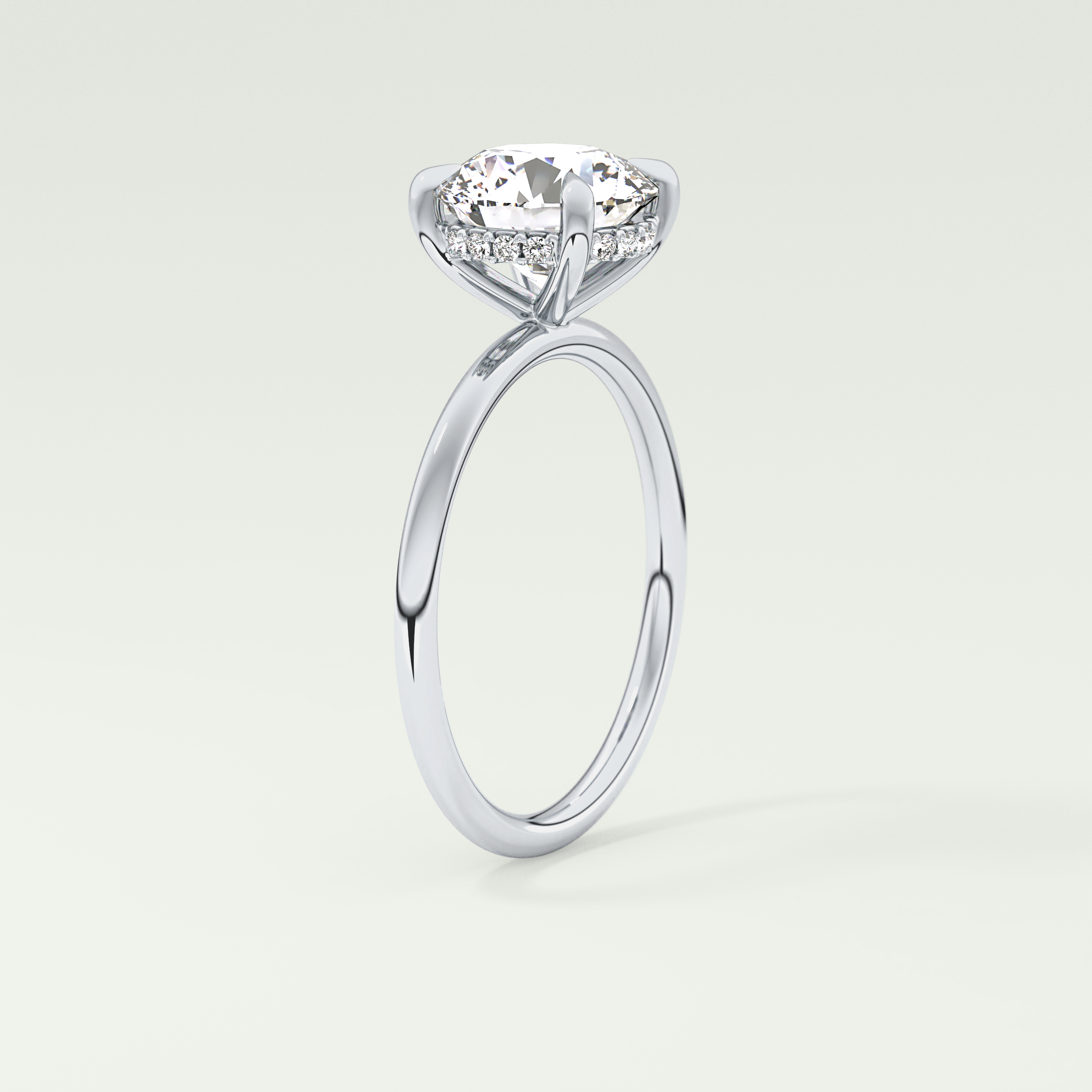 2.0 CT Round Cut Hidden Halo Lab Grown Diamond Engagement Ring