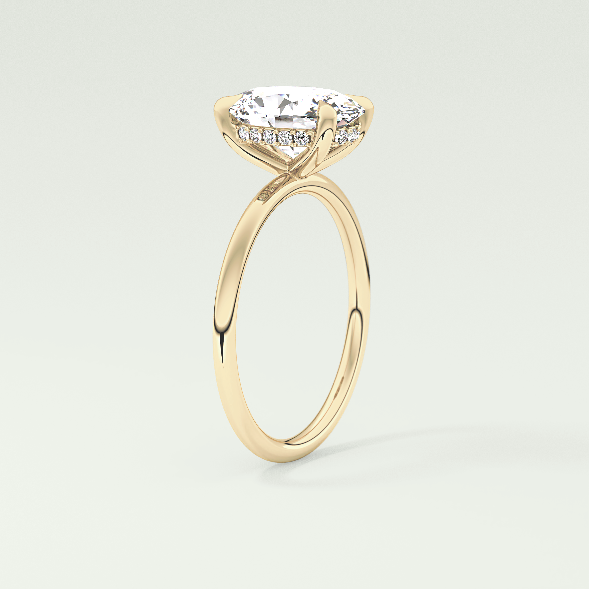 2.0 CT Oval Cut Hidden Halo Moissanite Engagement Ring