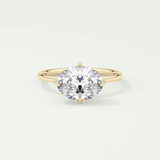 2.0 CT East West Oval Cut Hidden Halo Lab Grown Diamond Engagement Ring