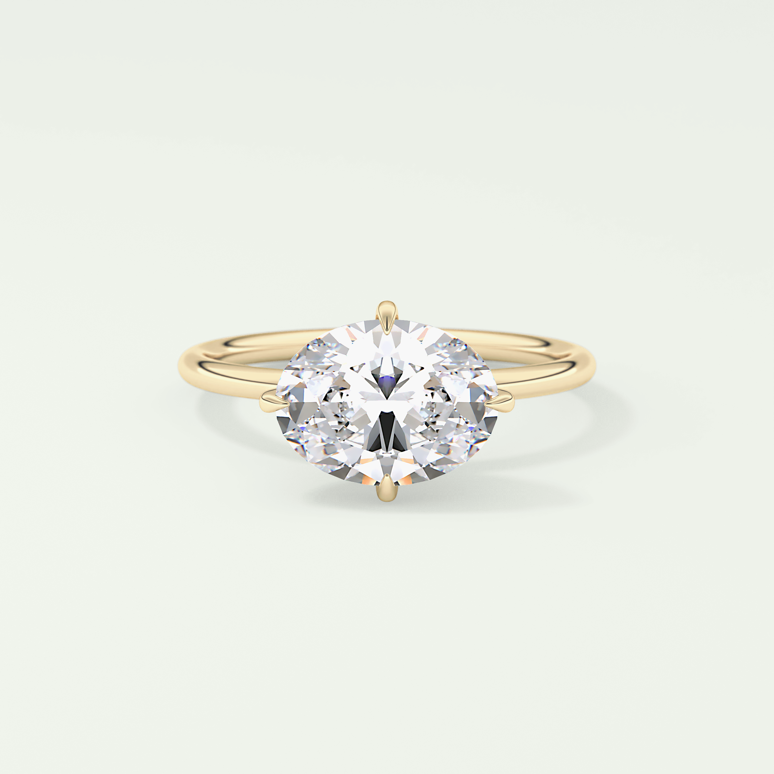 2.0 CT East West Oval Cut Hidden Halo Lab Grown Diamond Engagement Ring