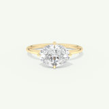 2.0 CT East West Oval Cut Hidden Halo Moissanite Engagement Ring