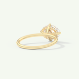 2.0 CT East West Oval Cut Hidden Halo Moissanite Engagement Ring