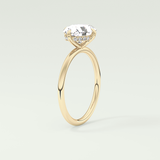 2.0 CT East West Oval Cut Hidden Halo Lab Grown Diamond Engagement Ring