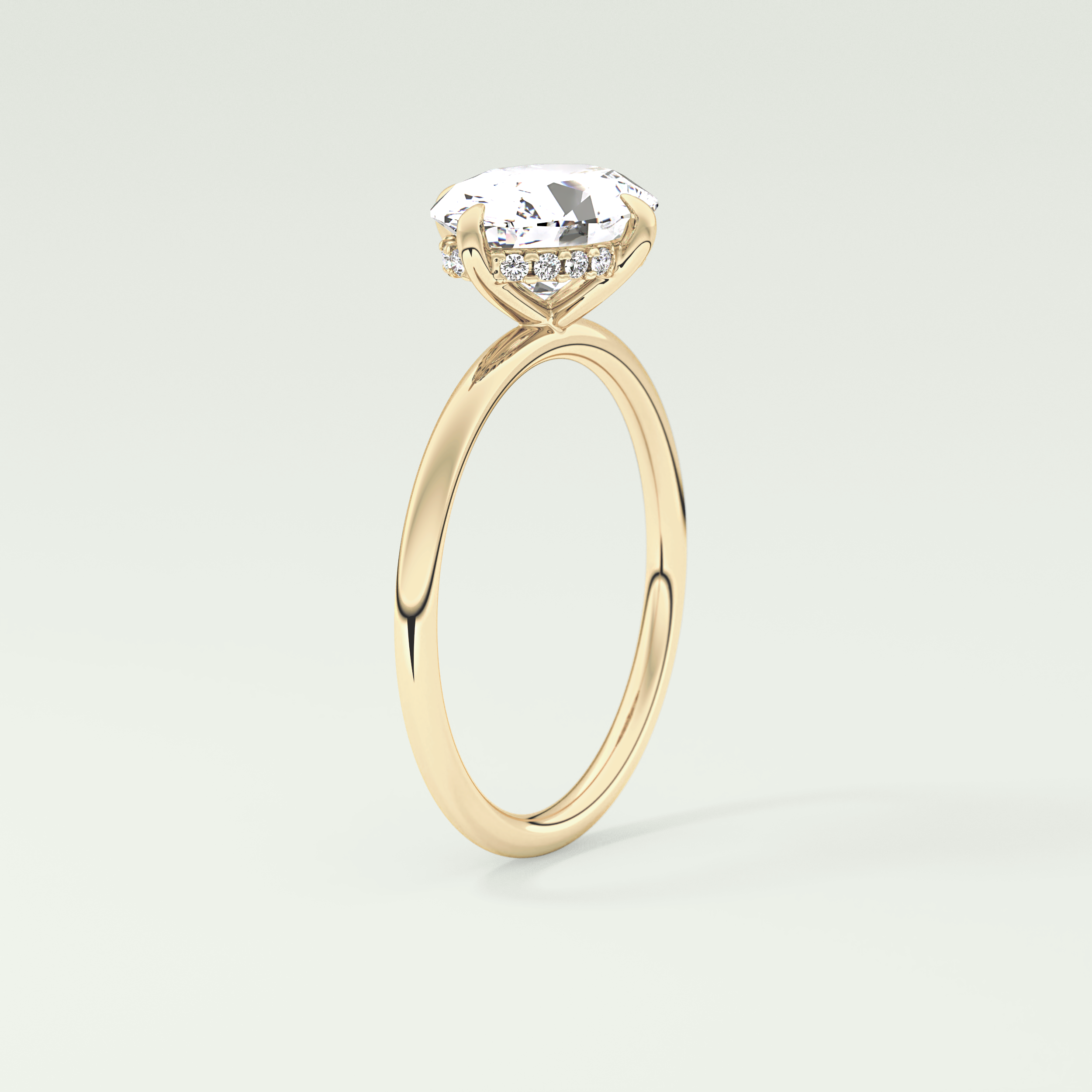 2.0 CT East West Oval Cut Hidden Halo Lab Grown Diamond Engagement Ring