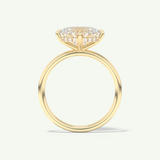 2.0 CT East West Oval Cut Hidden Halo Moissanite Engagement Ring