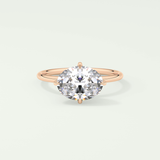 2.0 CT East West Oval Cut Hidden Halo Lab Grown Diamond Engagement Ring