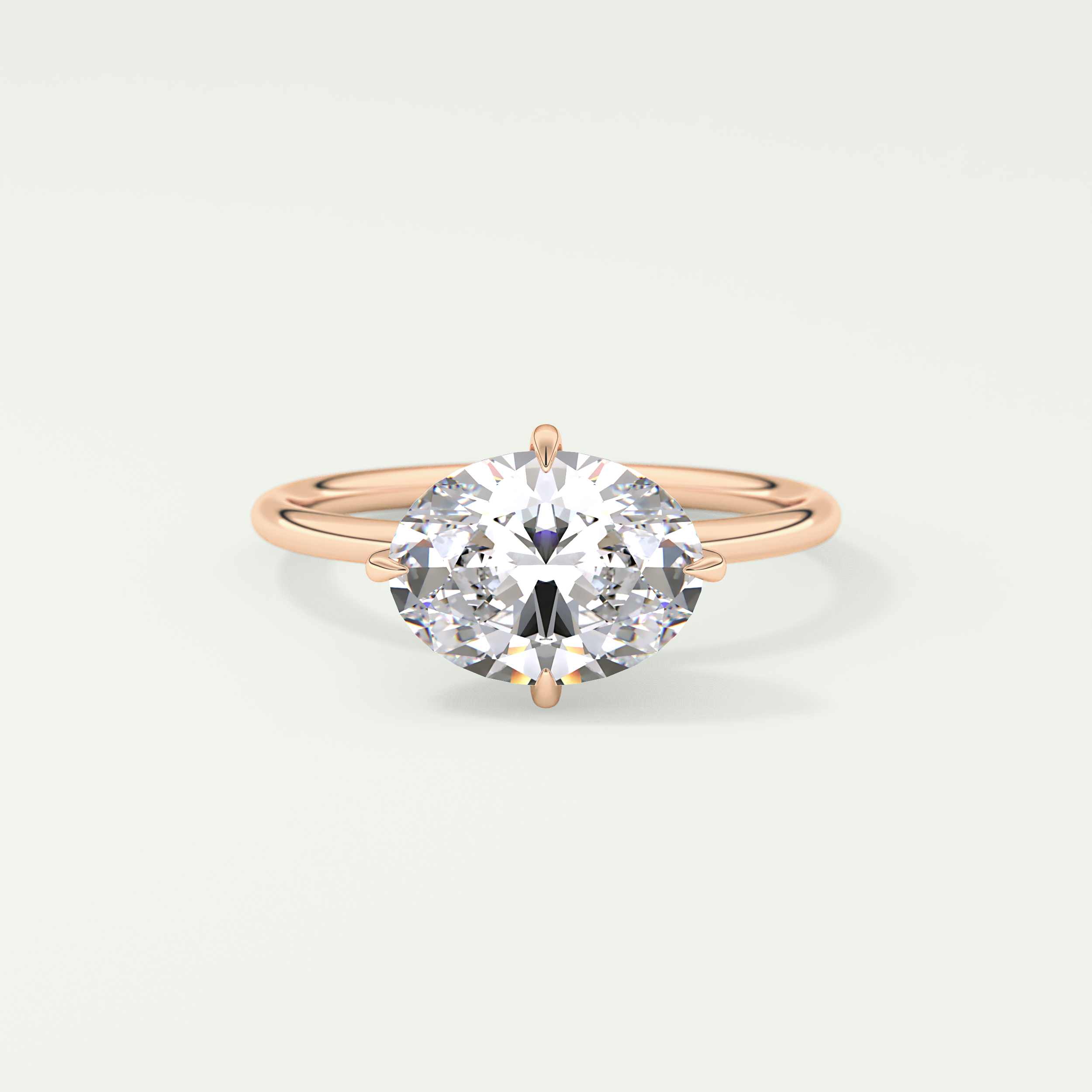 2.0 CT East West Oval Cut Hidden Halo Lab Grown Diamond Engagement Ring