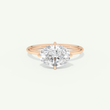 2.0 CT East West Oval Cut Hidden Halo Moissanite Engagement Ring