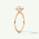 2.0 CT East West Oval Cut Hidden Halo Moissanite Engagement Ring