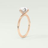 2.0 CT East West Oval Cut Hidden Halo Lab Grown Diamond Engagement Ring
