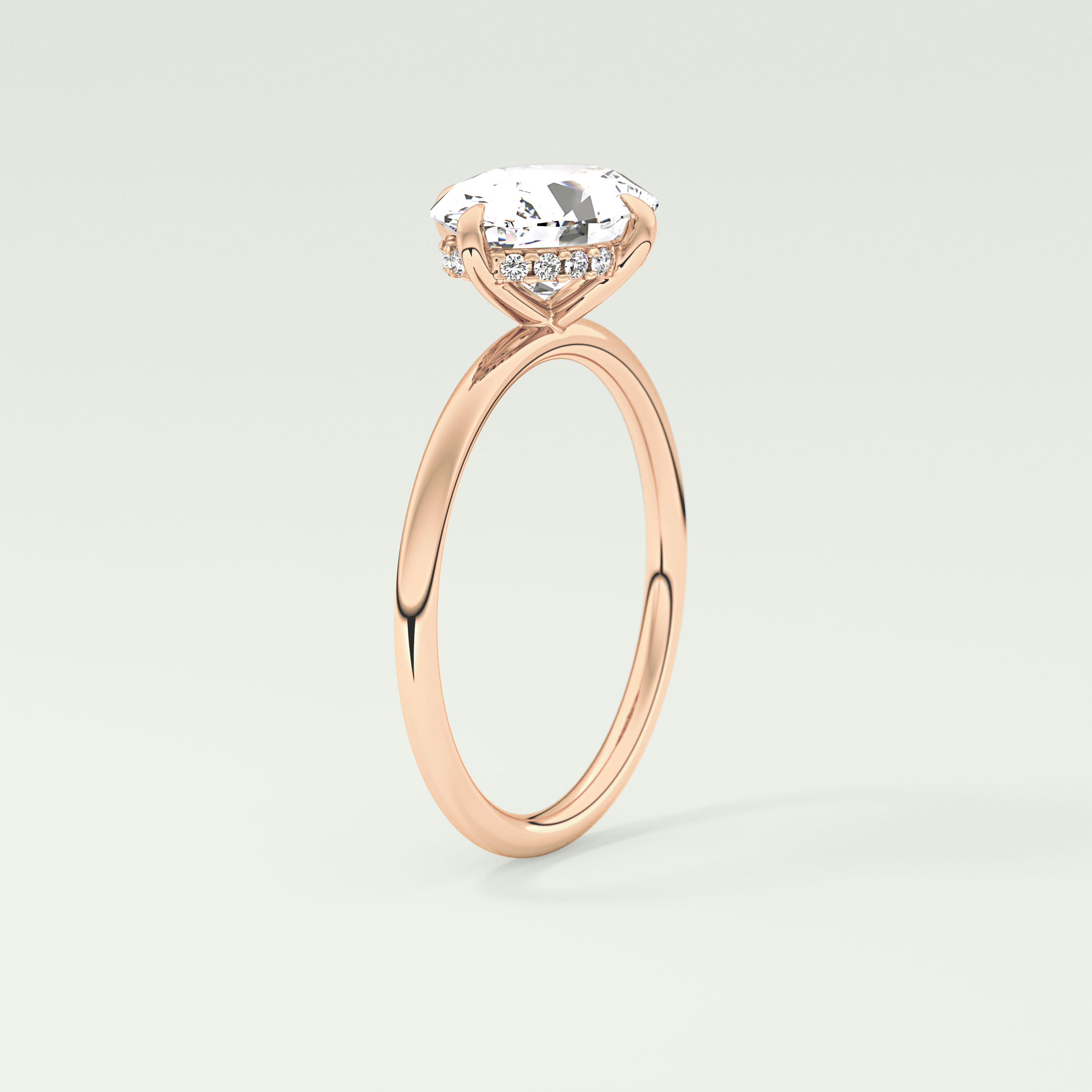 2.0 CT East West Oval Cut Hidden Halo Lab Grown Diamond Engagement Ring