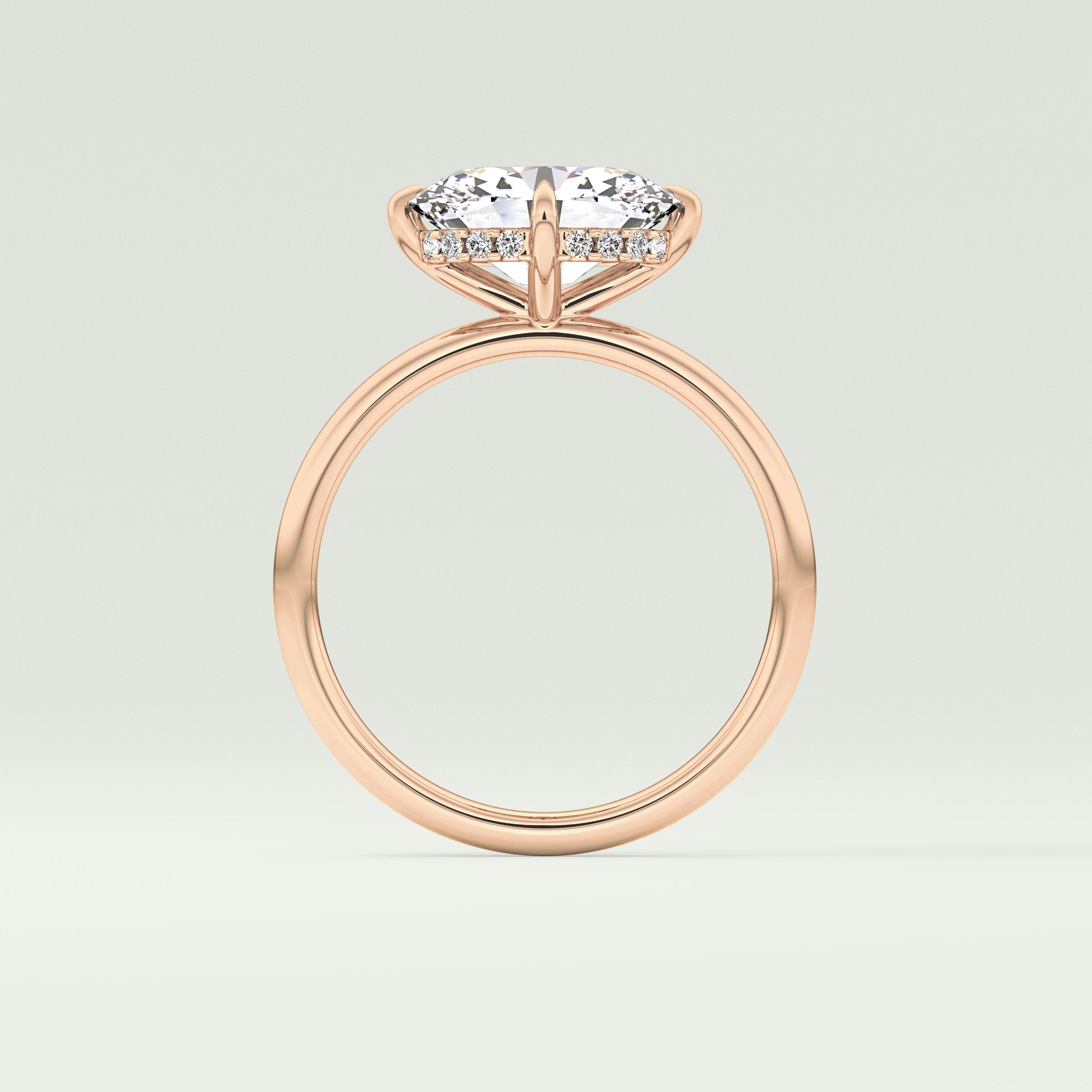2.0 CT East West Oval Cut Hidden Halo Lab Grown Diamond Engagement Ring