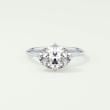2.0 CT East West Oval Cut Hidden Halo Lab Grown Diamond Engagement Ring
