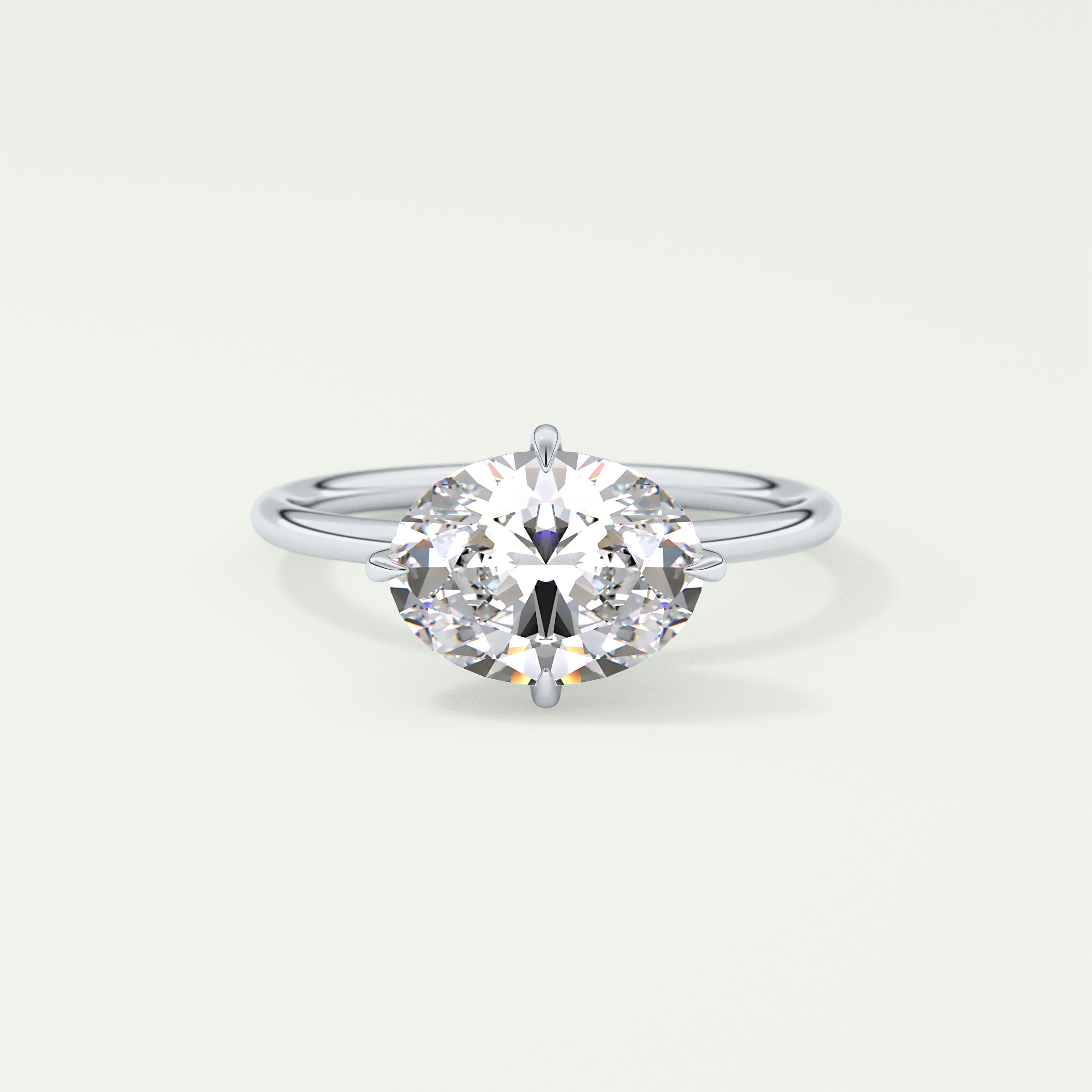 2.0 CT East West Oval Cut Hidden Halo Lab Grown Diamond Engagement Ring