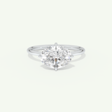 2.0 CT East West Oval Cut Hidden Halo Moissanite Engagement Ring