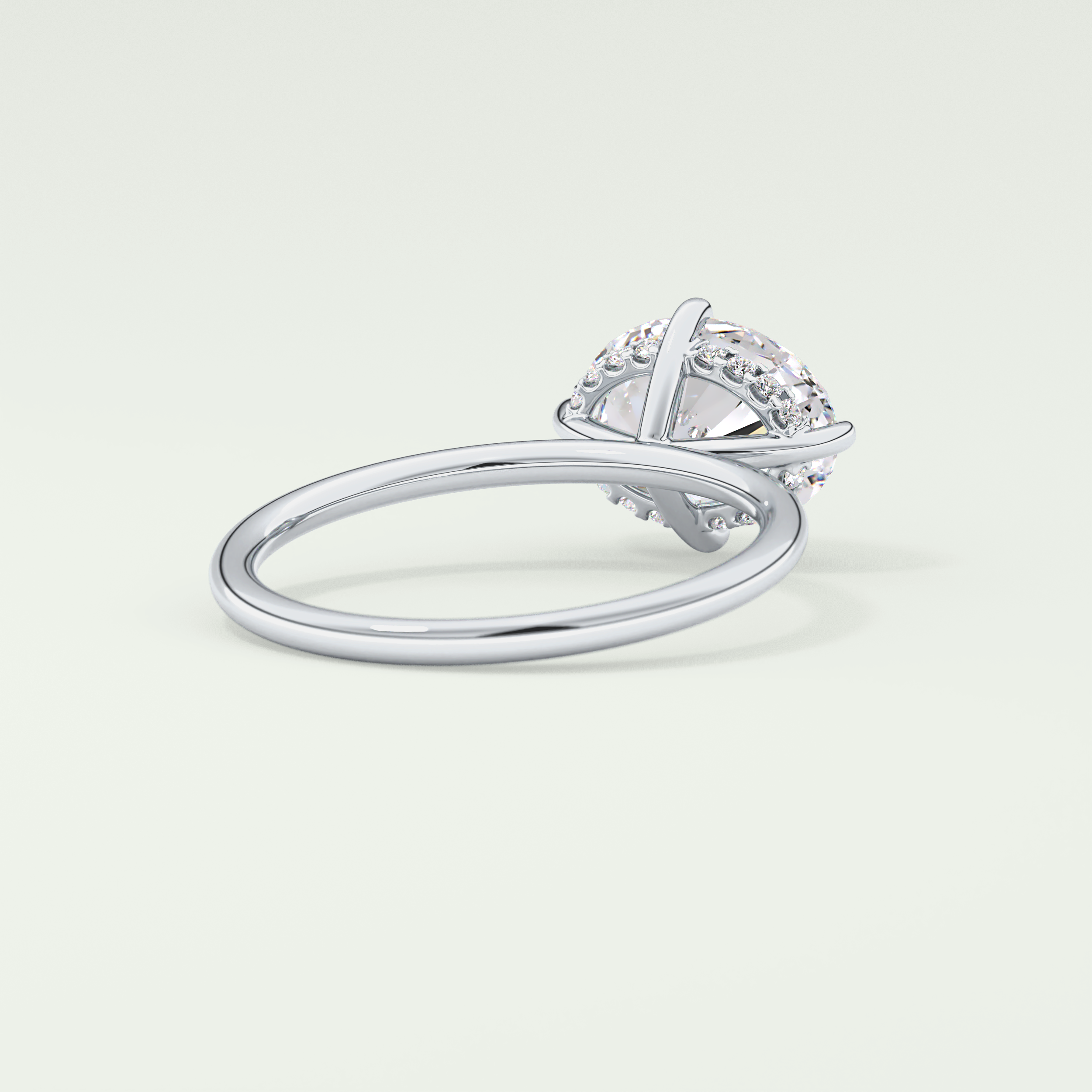 2.0 CT East West Oval Cut Hidden Halo Lab Grown Diamond Engagement Ring