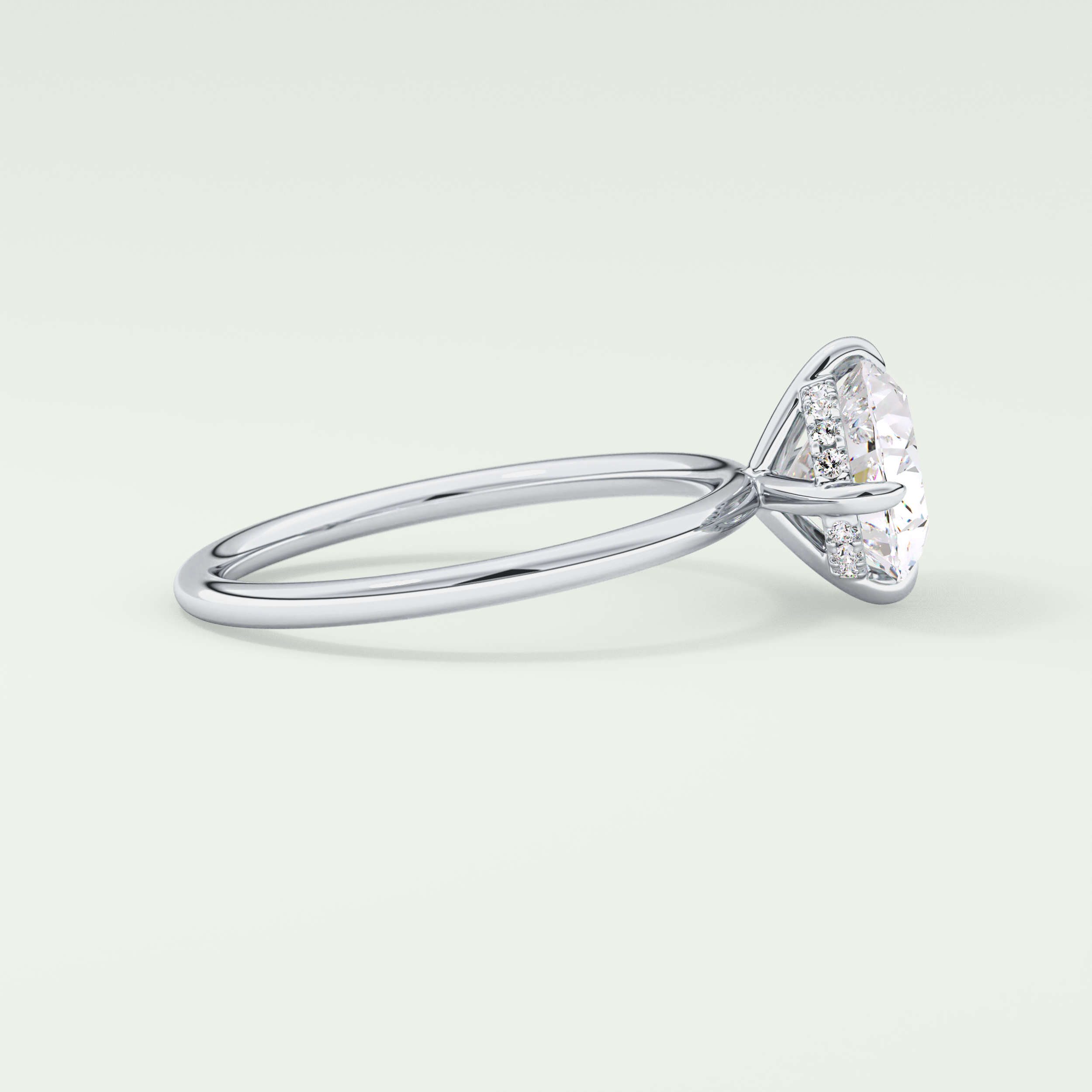 2.0 CT East West Oval Cut Hidden Halo Lab Grown Diamond Engagement Ring