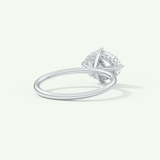 2.0 CT East West Oval Cut Hidden Halo Moissanite Engagement Ring