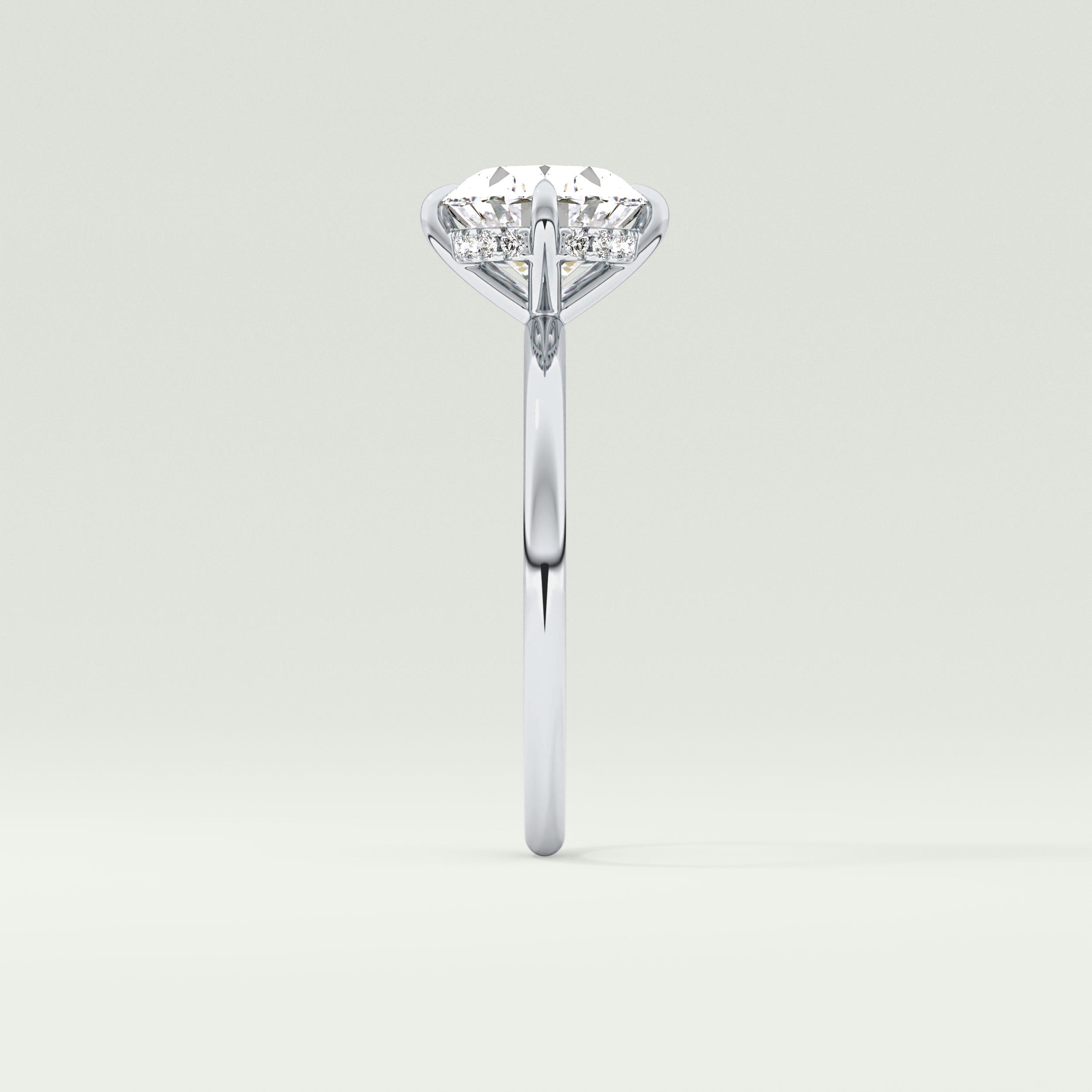 2.0 CT East West Oval Cut Hidden Halo Lab Grown Diamond Engagement Ring