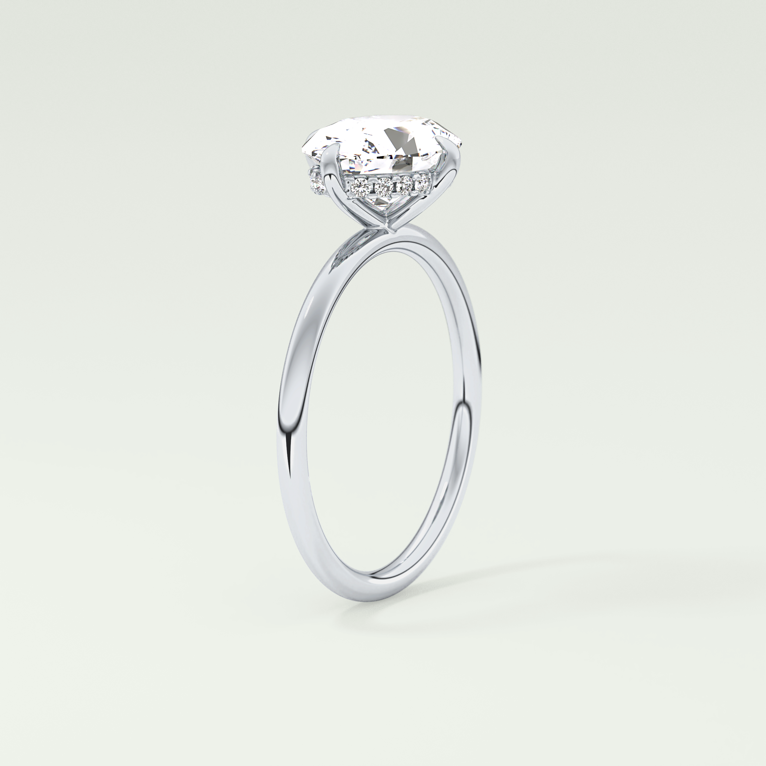 2.0 CT East West Oval Cut Hidden Halo Lab Grown Diamond Engagement Ring