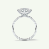 2.0 CT East West Oval Cut Hidden Halo Moissanite Engagement Ring