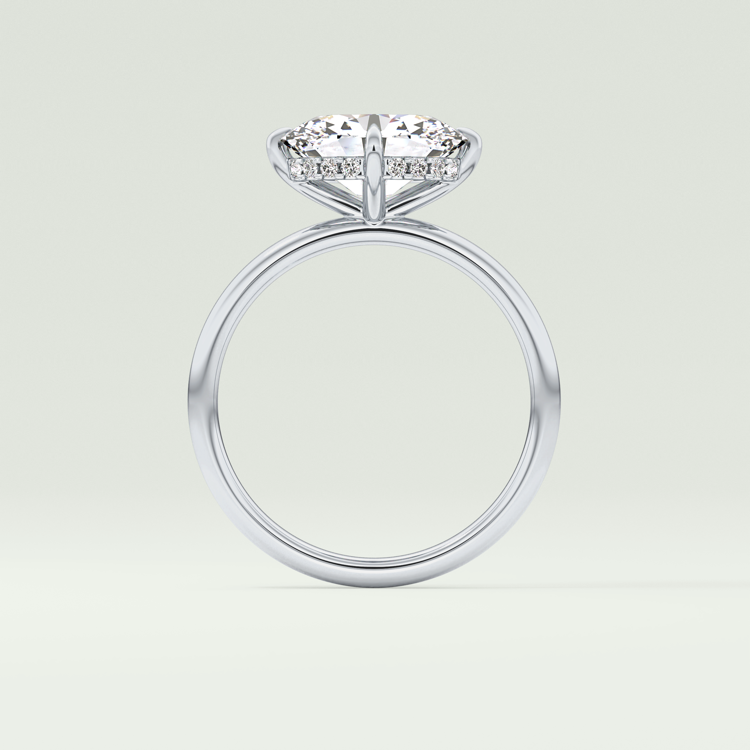 2.0 CT East West Oval Cut Hidden Halo Lab Grown Diamond Engagement Ring