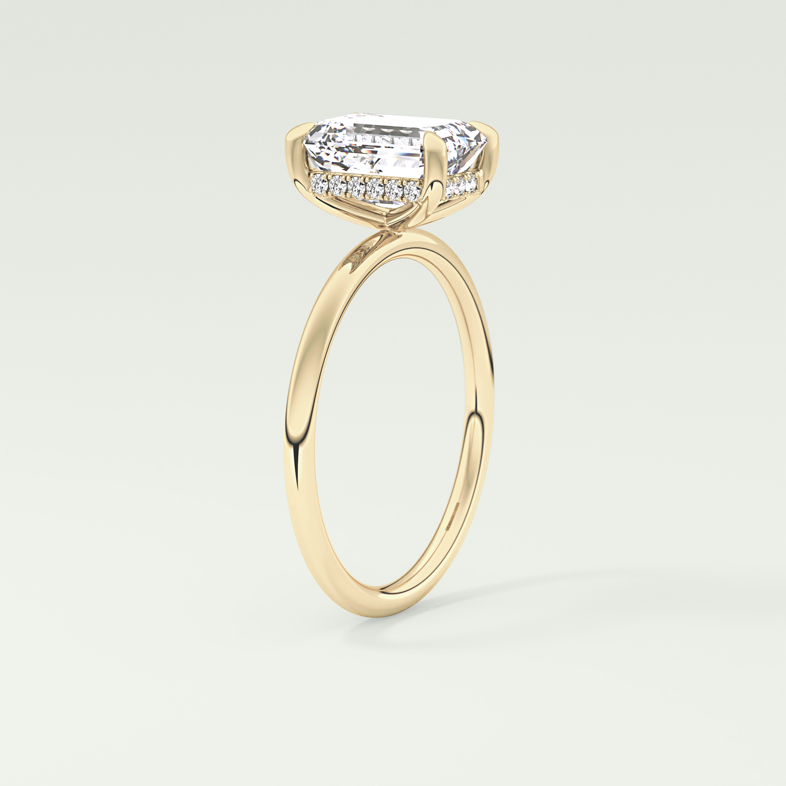 2.0 CT Emerald Cut Hidden Halo Lab-Grown Diamond Engagement Ring 5