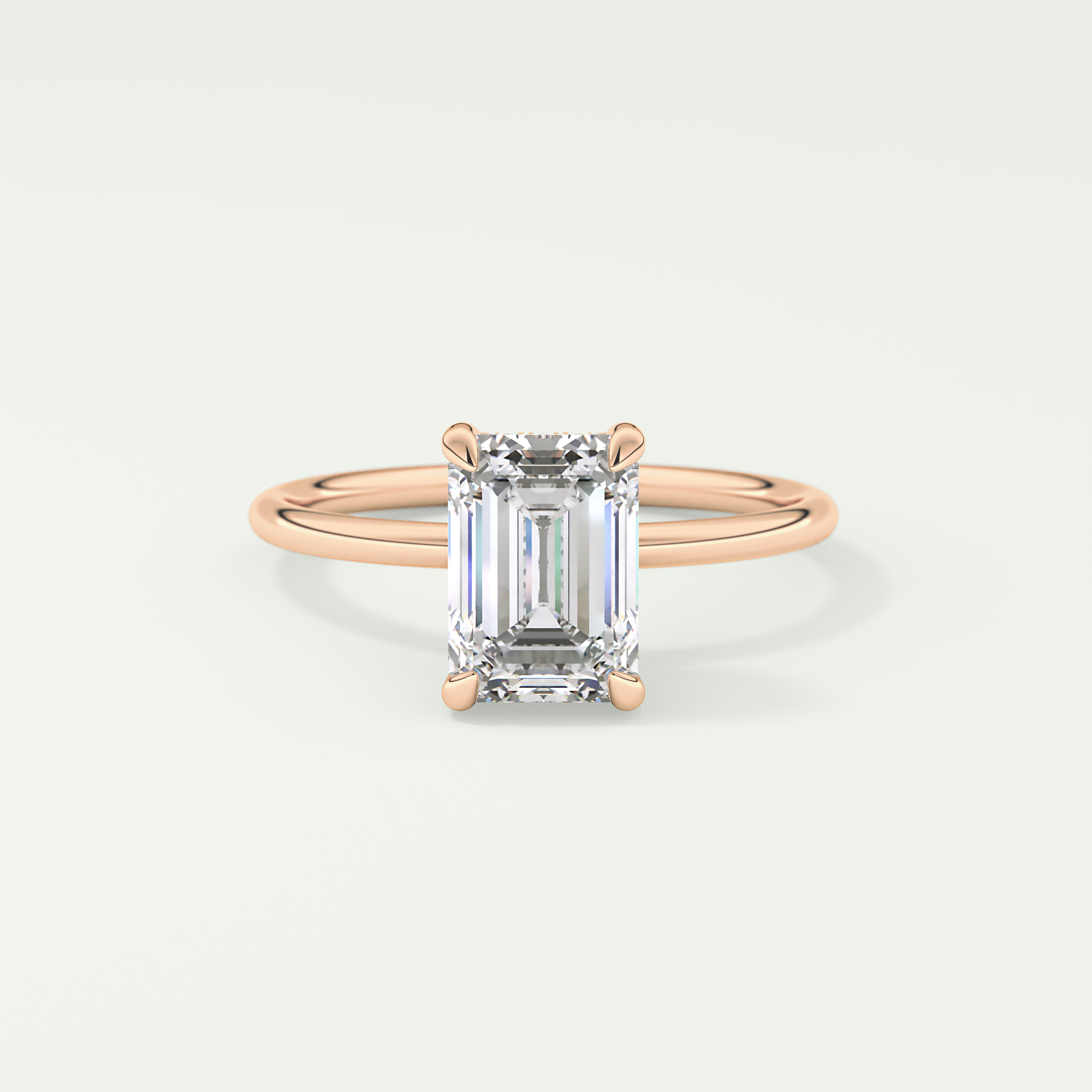 2.0 CT Emerald Cut Hidden Halo Lab-Grown Diamond Engagement Ring 7