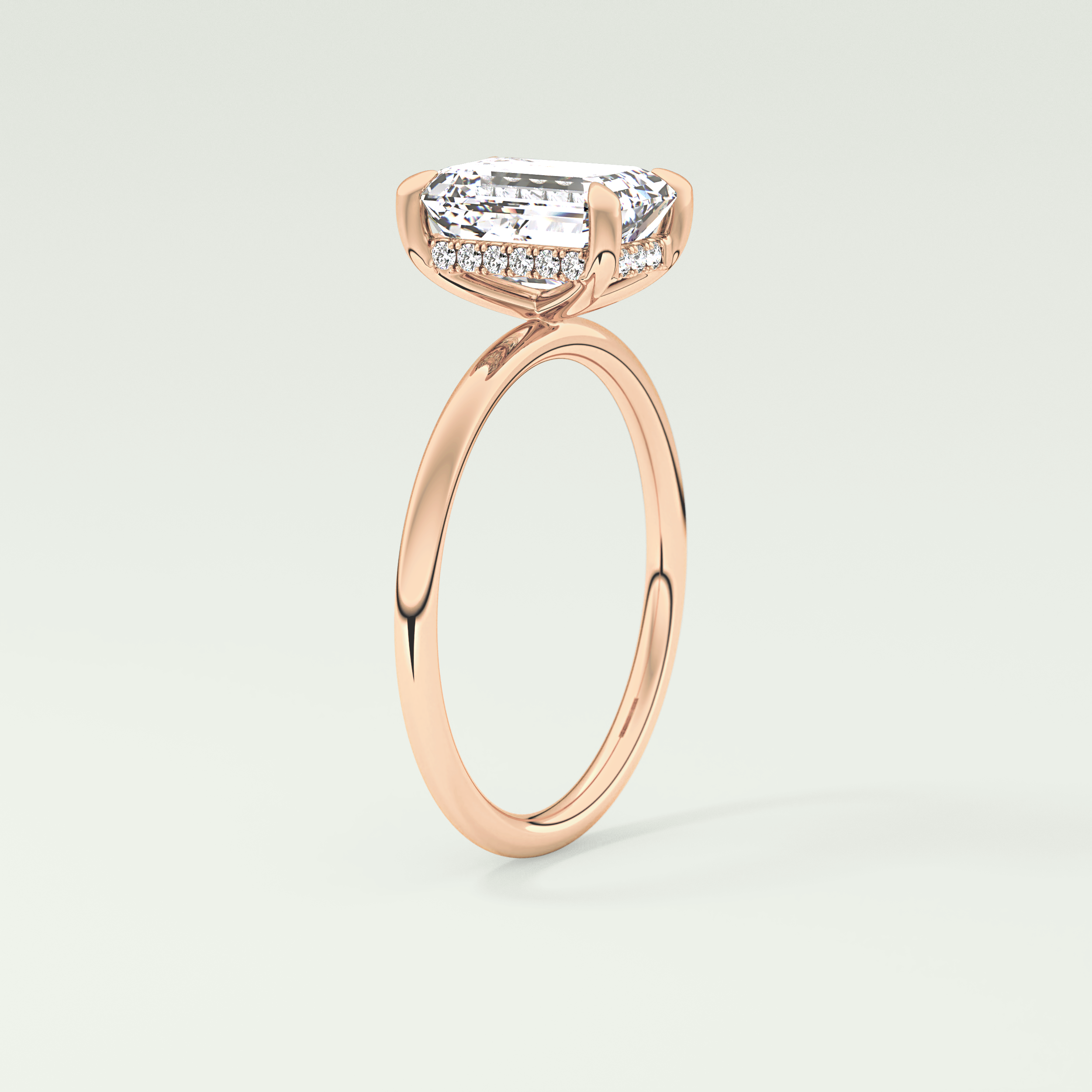 2.0 CT Emerald Cut Hidden Halo Lab-Grown Diamond Engagement Ring 11