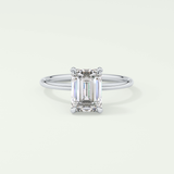 2.0 CT Emerald Cut Hidden Halo Lab-Grown Diamond Engagement Ring 13