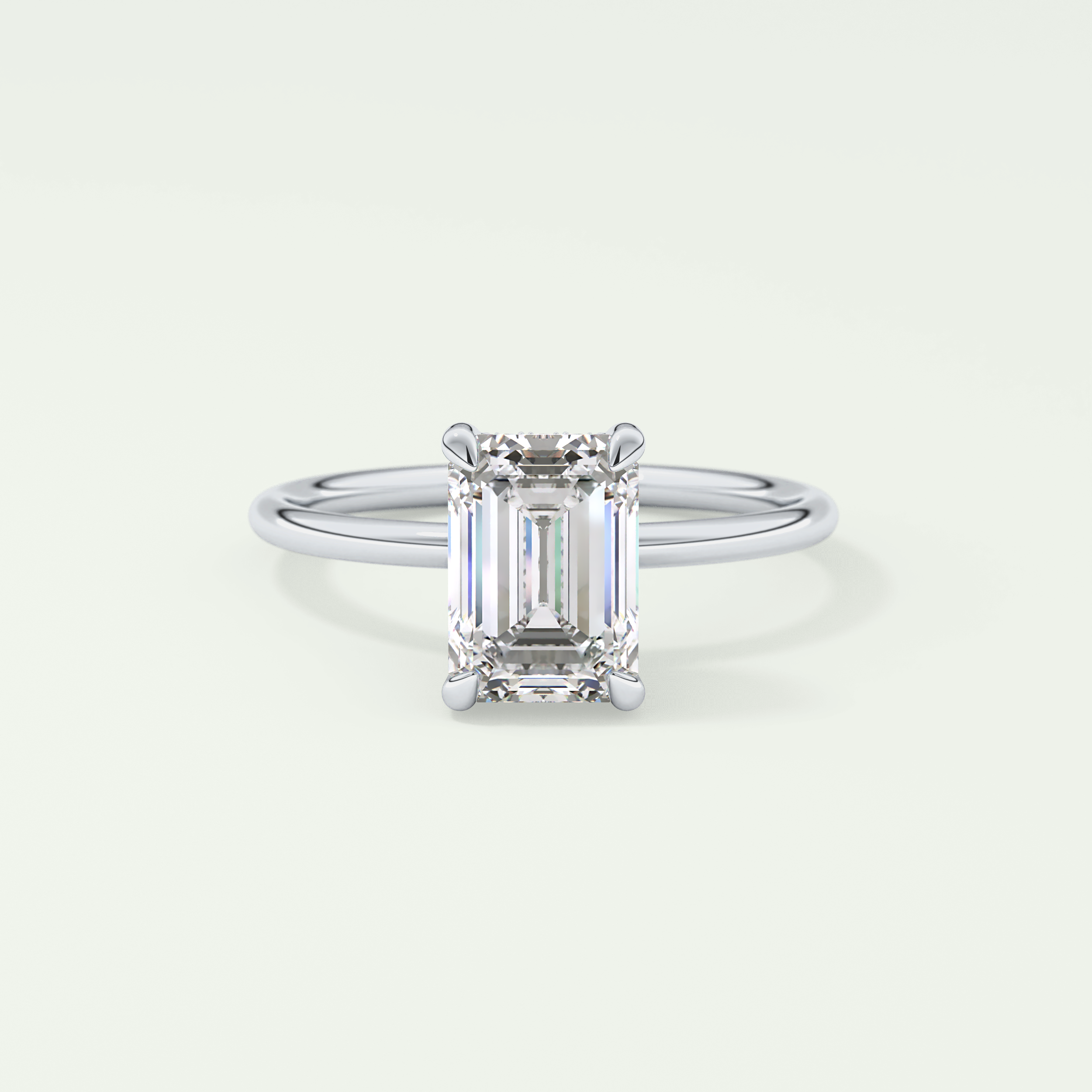 2.0 CT Emerald Cut Hidden Halo Lab-Grown Diamond Engagement Ring 13