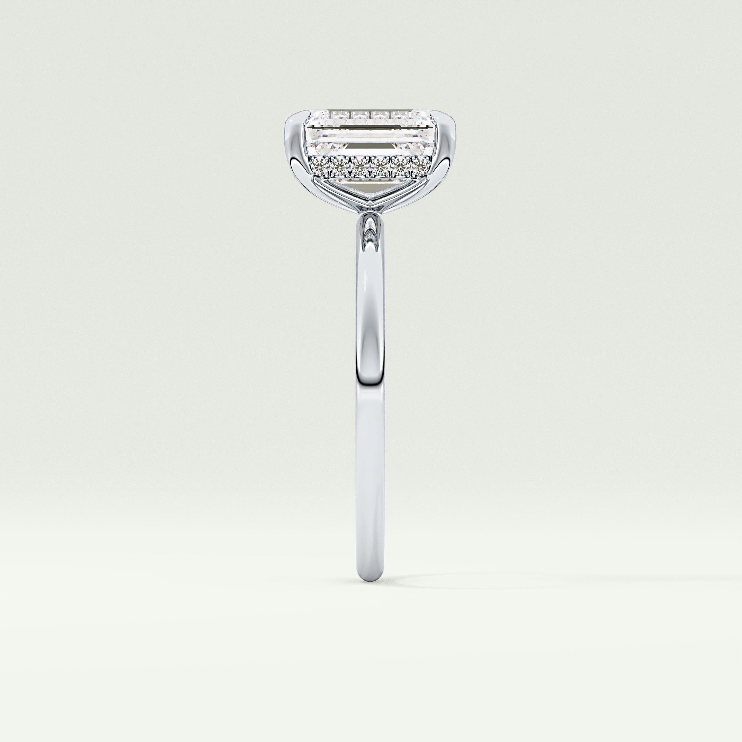 2.0 CT Emerald Cut Hidden Halo Lab-Grown Diamond Engagement Ring 16