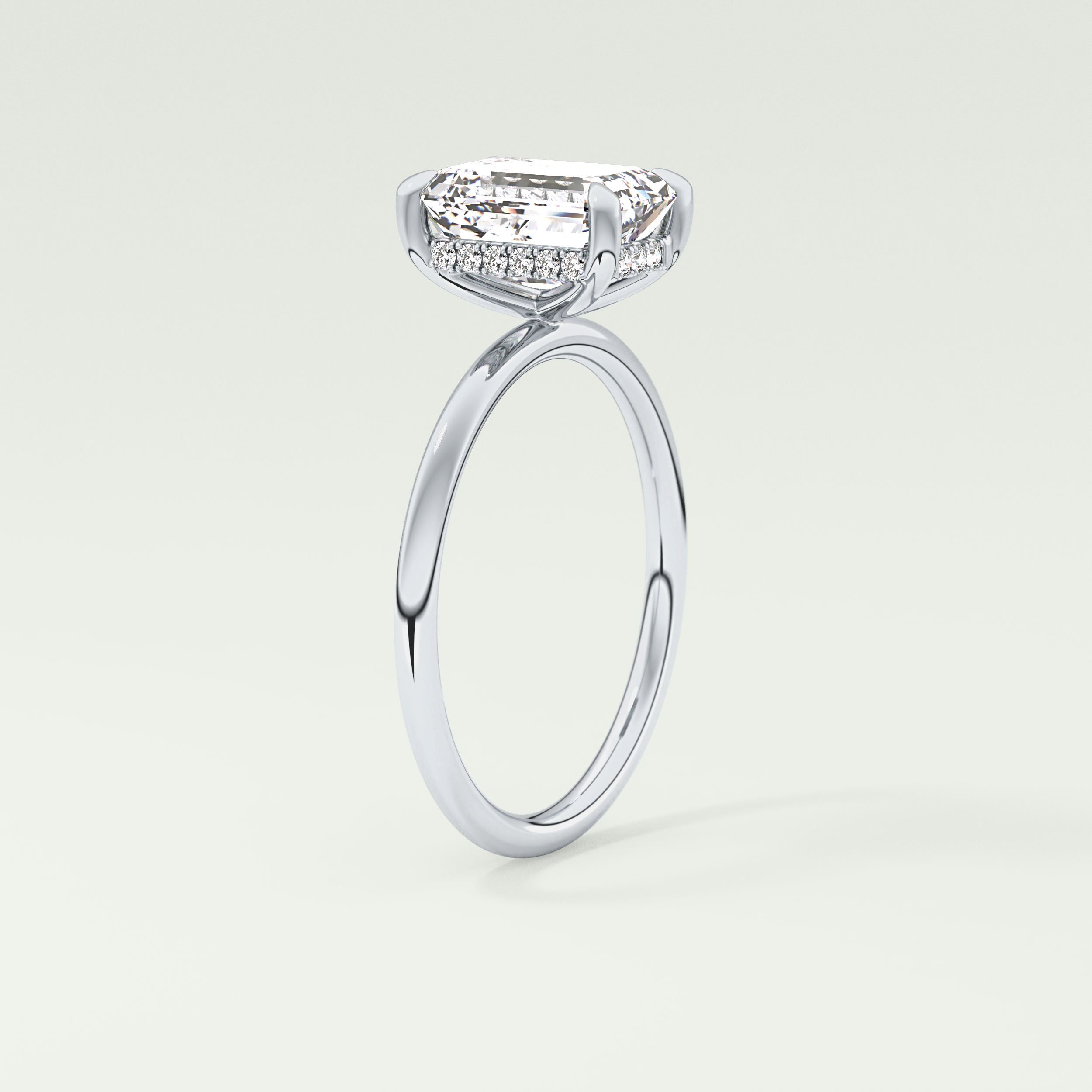 2.0 CT Emerald Cut Hidden Halo Lab-Grown Diamond Engagement Ring 17