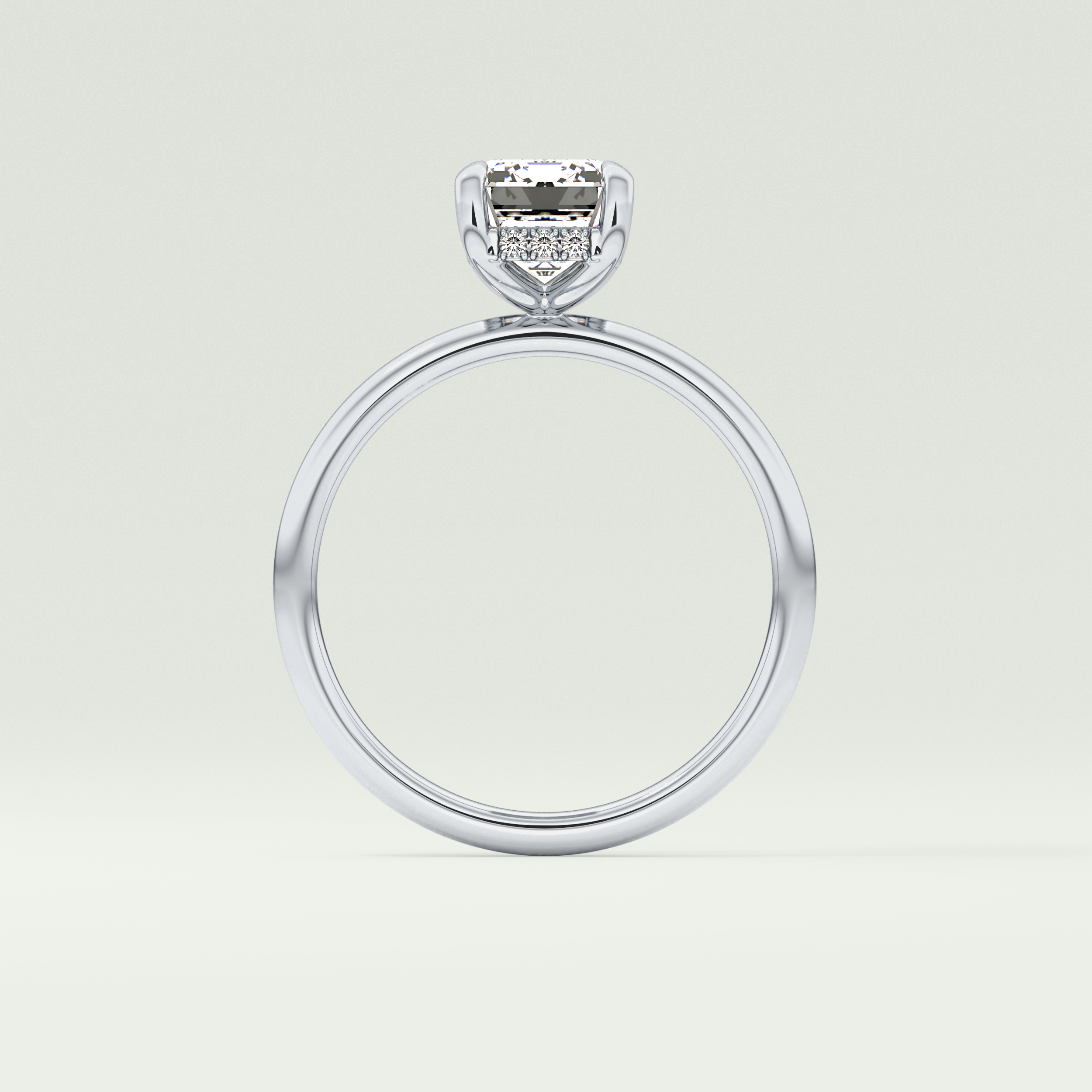 2.0 CT Emerald Cut Hidden Halo Lab-Grown Diamond Engagement Ring 18