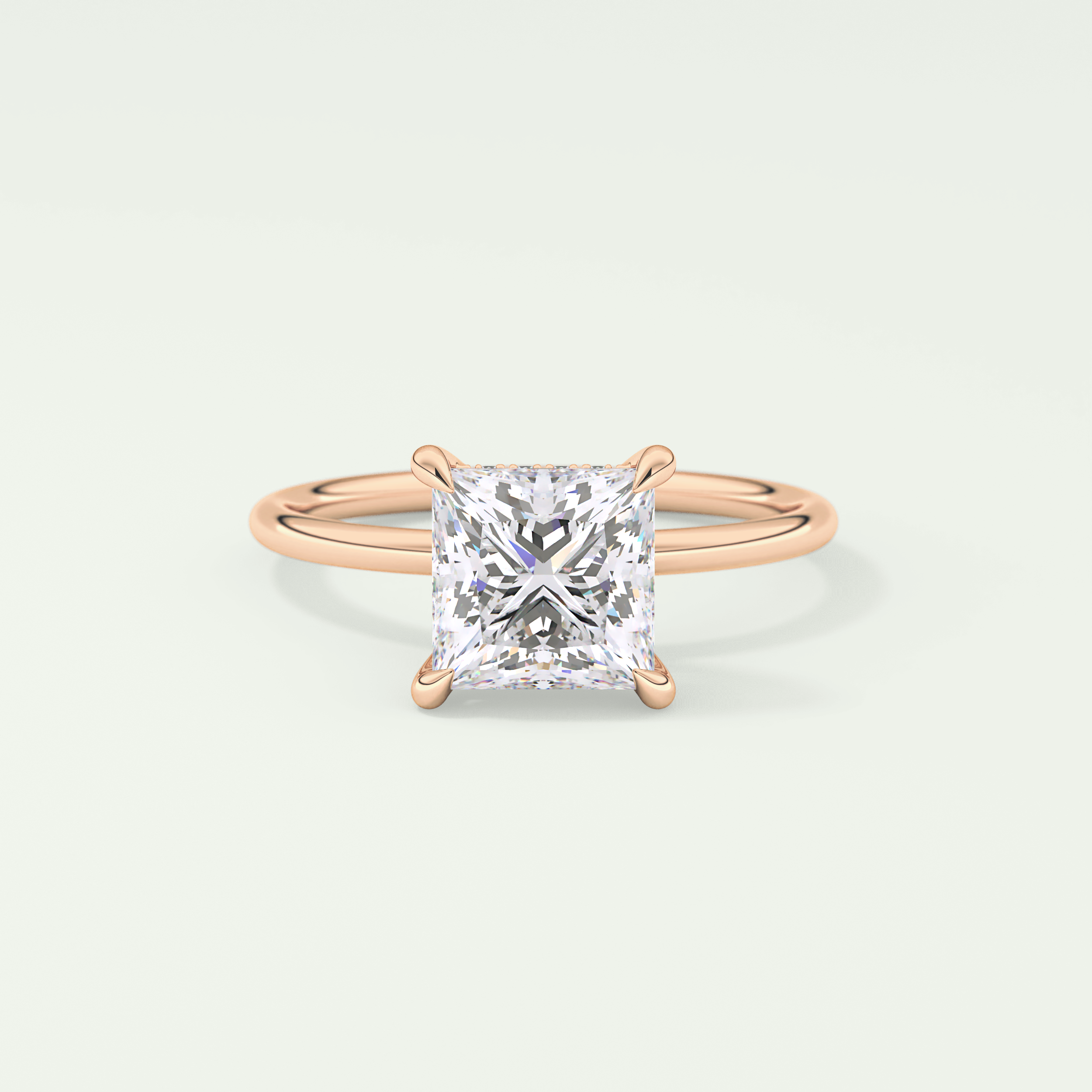 2.0 CT Princess Cut Hidden Halo Lab-Grown Diamond Engagement Ring 7