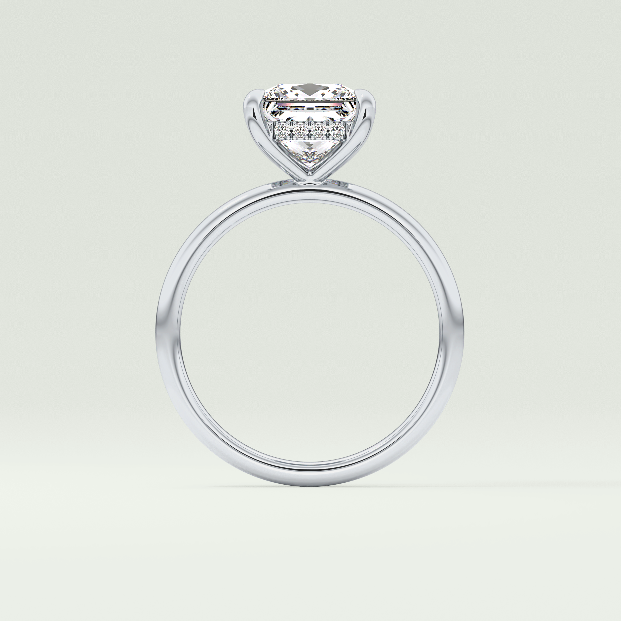 2.0 CT Princess Cut Hidden Halo Lab-Grown Diamond Engagement Ring 18