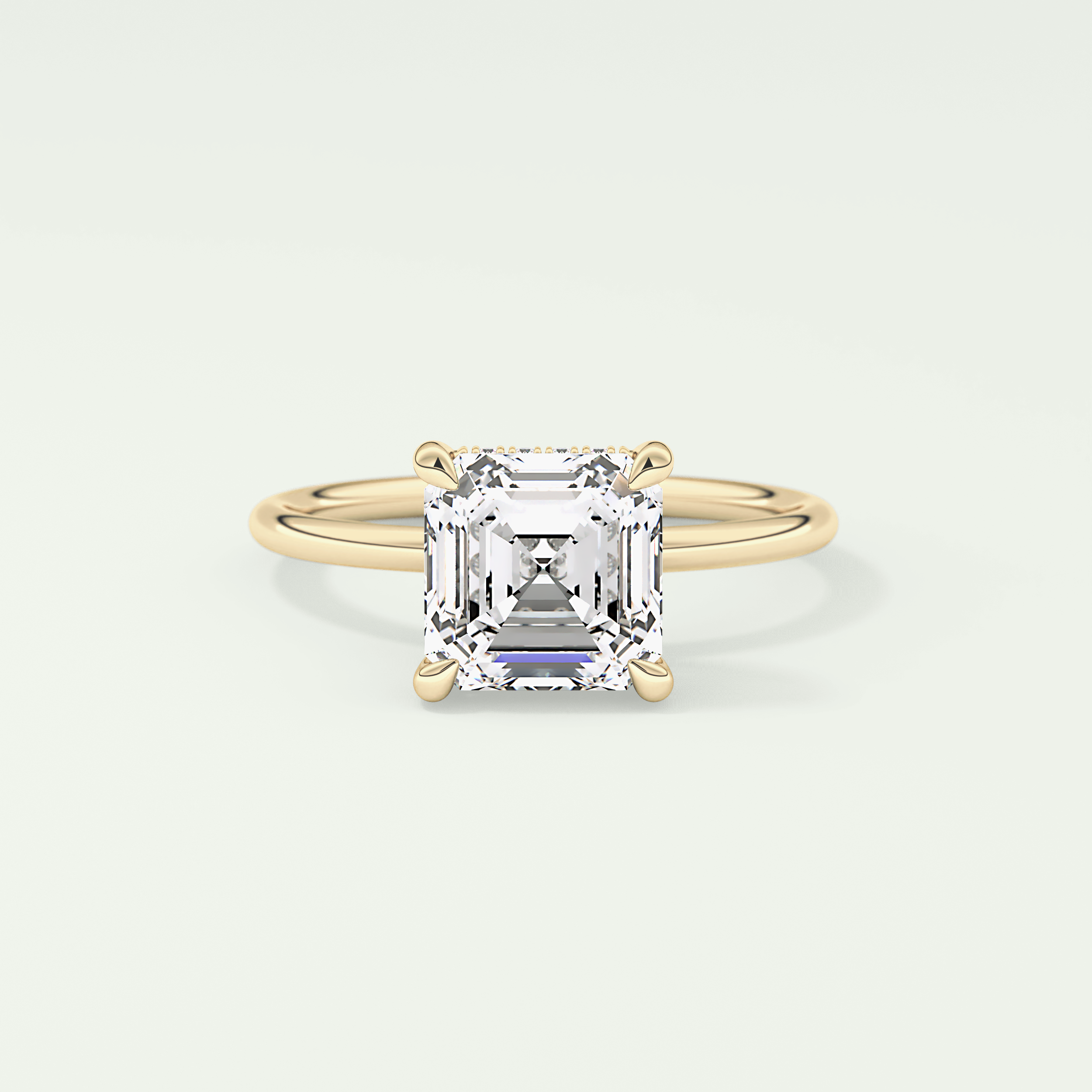 2.0 CT Asscher Cut Hidden Halo Lab Grown Diamond Engagement Ring