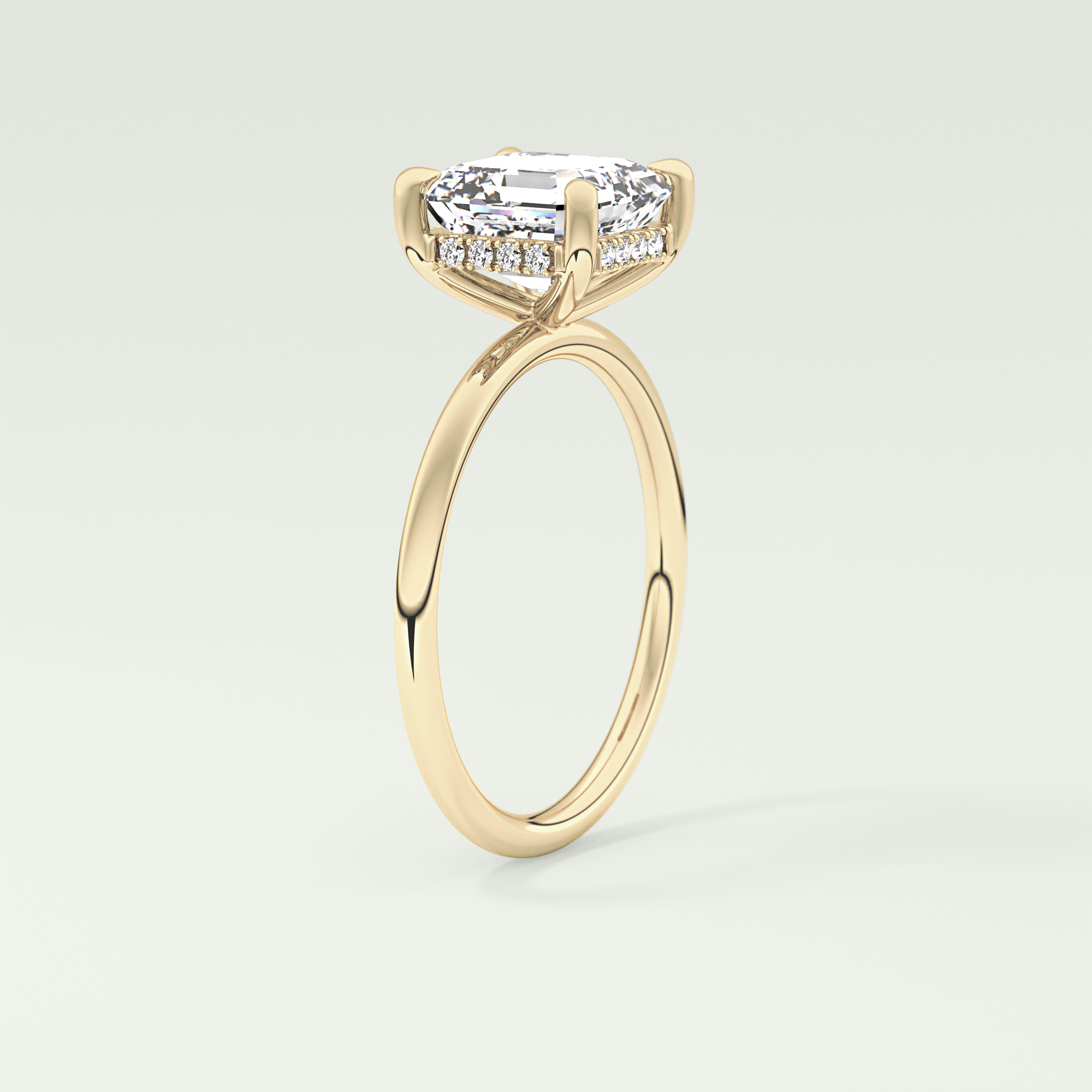 2.0 CT Asscher Cut Hidden Halo Lab Grown Diamond Engagement Ring