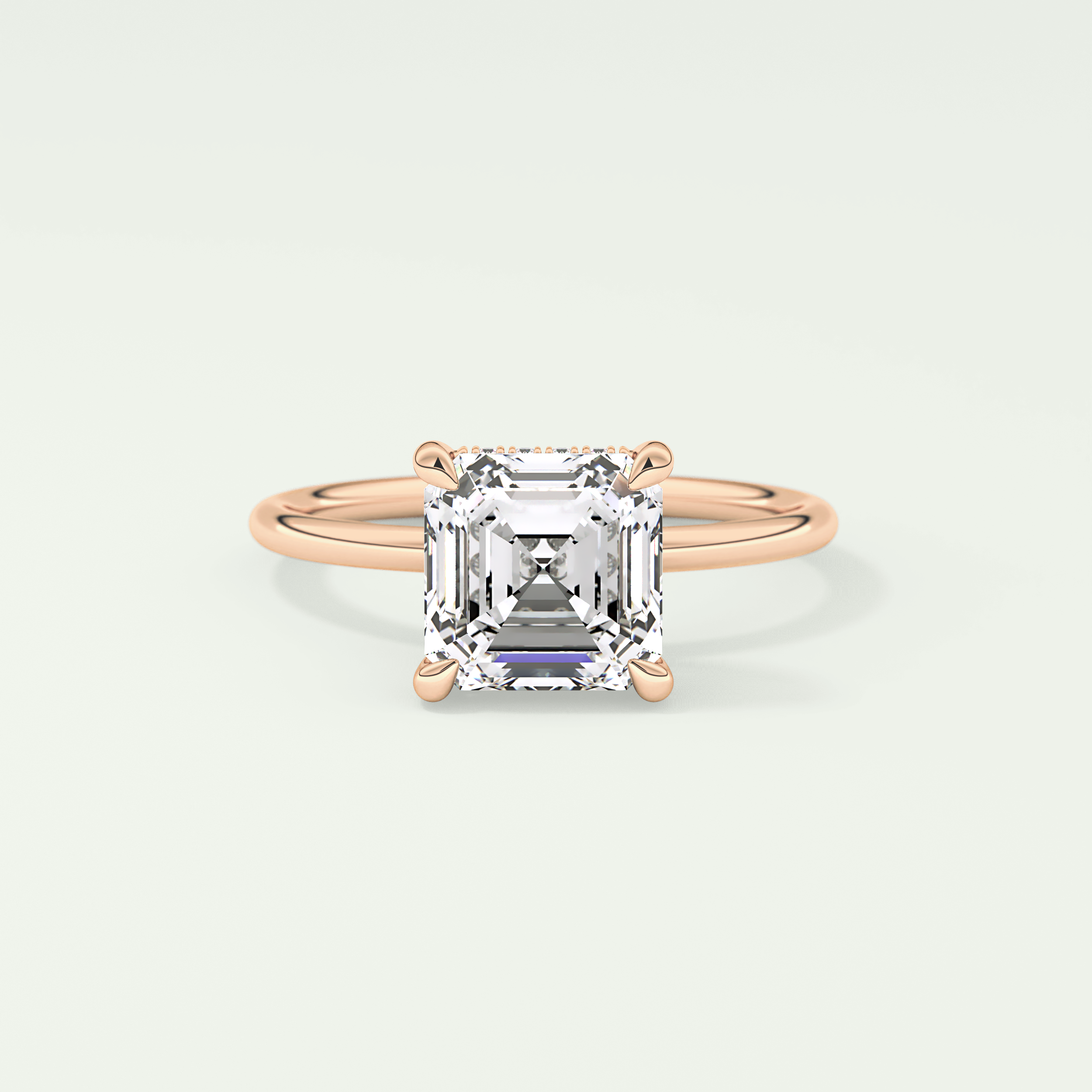 2.0 CT Asscher Cut Hidden Halo Lab Grown Diamond Engagement Ring
