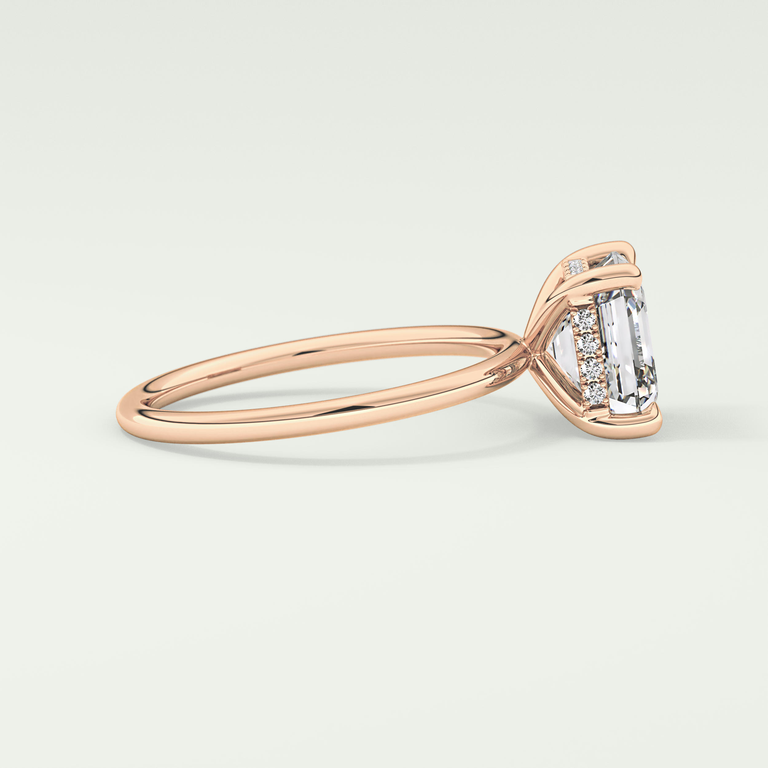 2.0 CT Asscher Cut Hidden Halo Lab Grown Diamond Engagement Ring