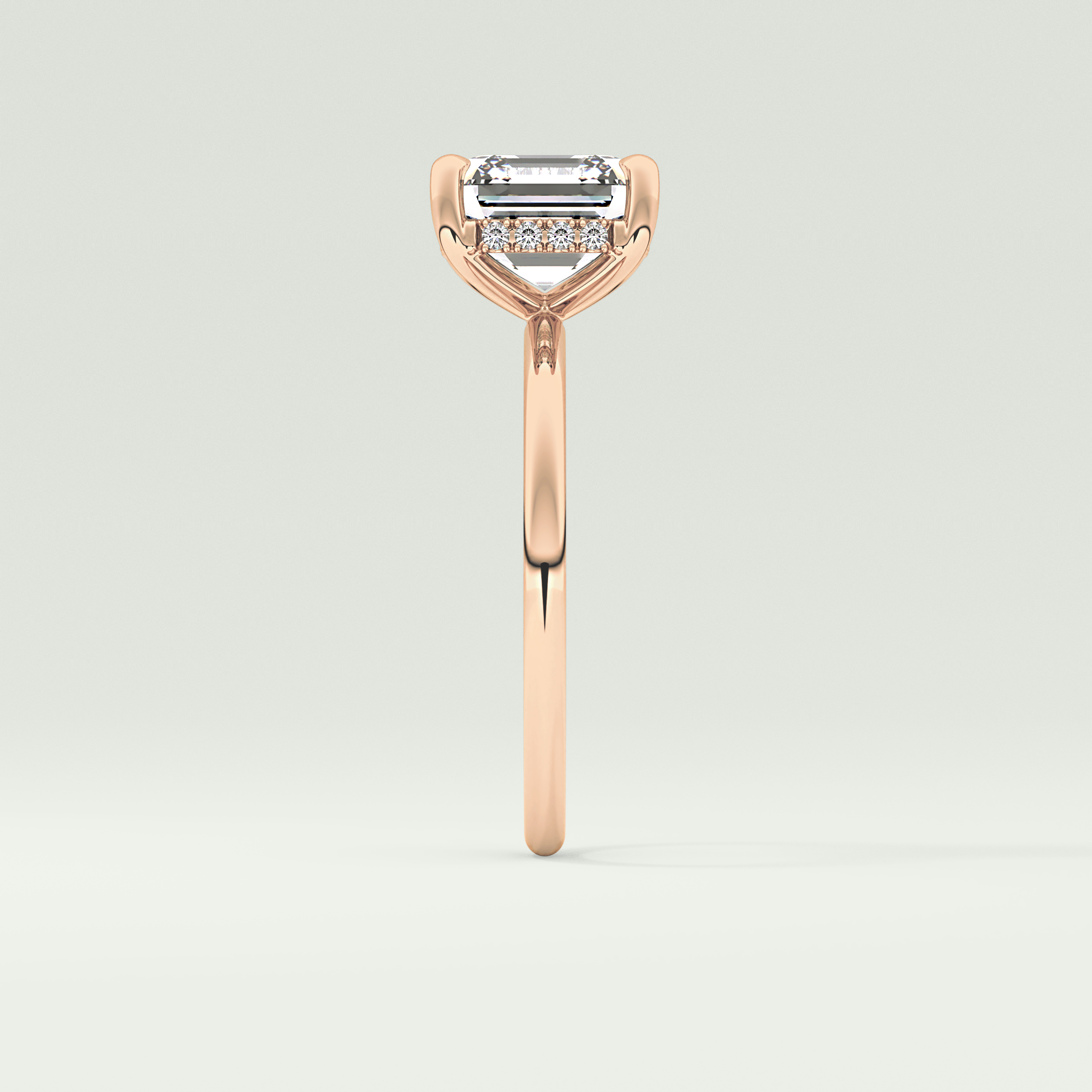 2.0 CT Asscher Cut Hidden Halo Lab Grown Diamond Engagement Ring