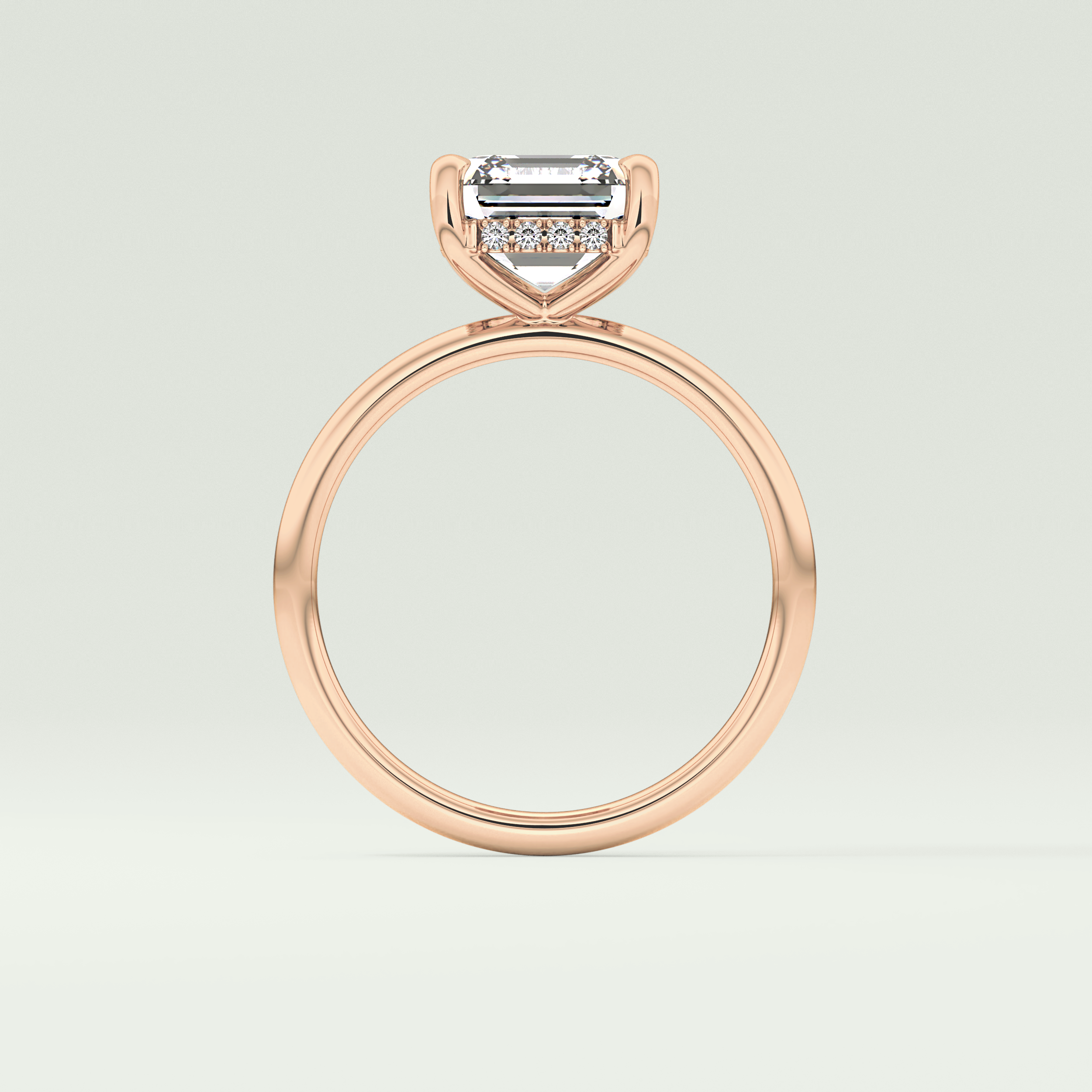 2.0 CT Asscher Cut Hidden Halo Lab Grown Diamond Engagement Ring