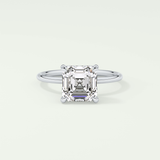 2.0 CT Asscher Cut Hidden Halo Lab Grown Diamond Engagement Ring